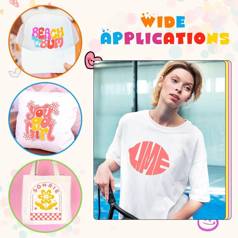 Tintnut Neon Heat Transfer Vinyl -6 Sheets 12" x 10" Pastel Neon Pink HTV Iron on Vinyl for Fabrics Pastel HTV Vinyl Compatible with Cricut and Silhoutte Cameo - Image 5